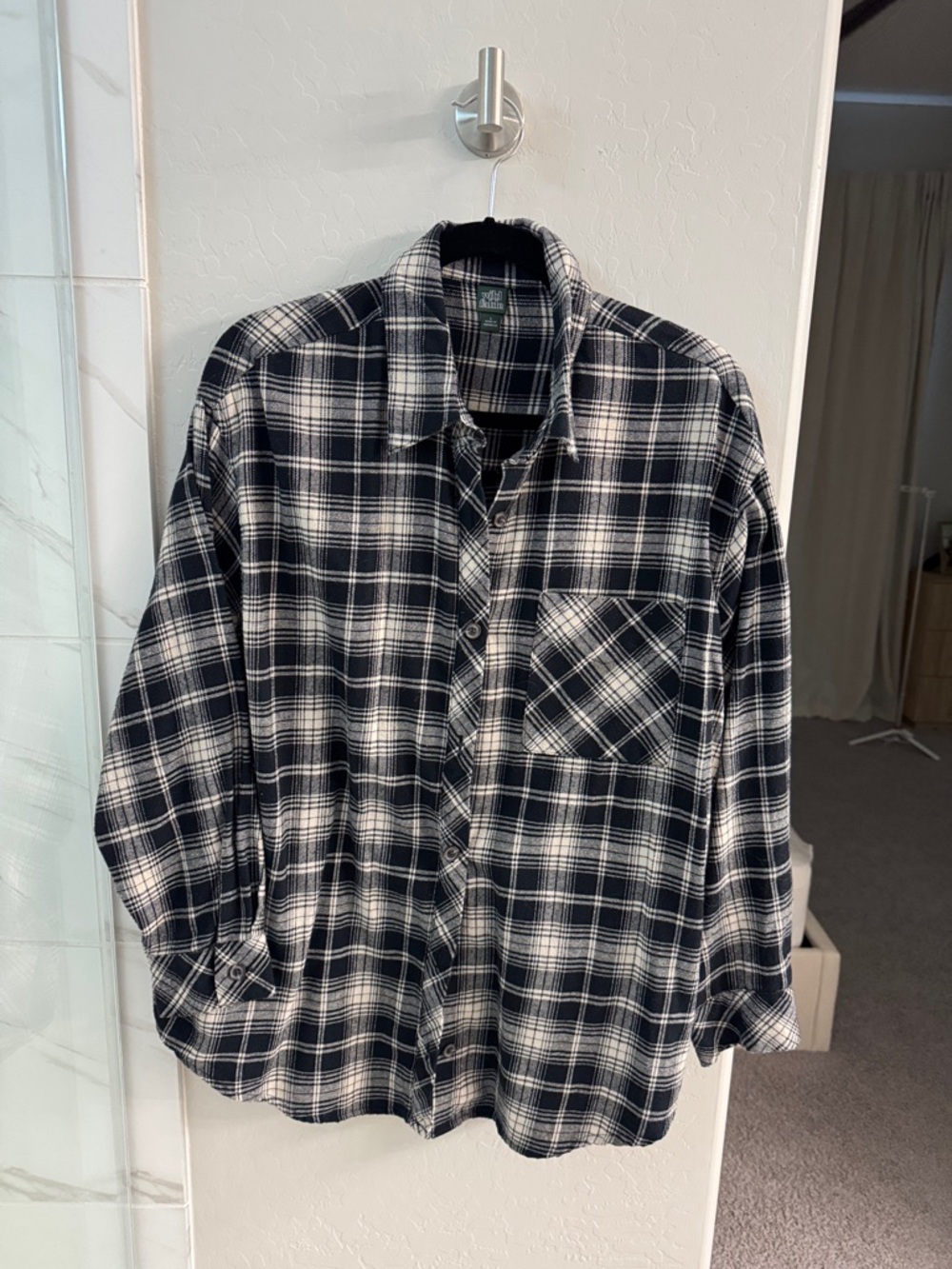 Black & White Plaid Flannel Shirt